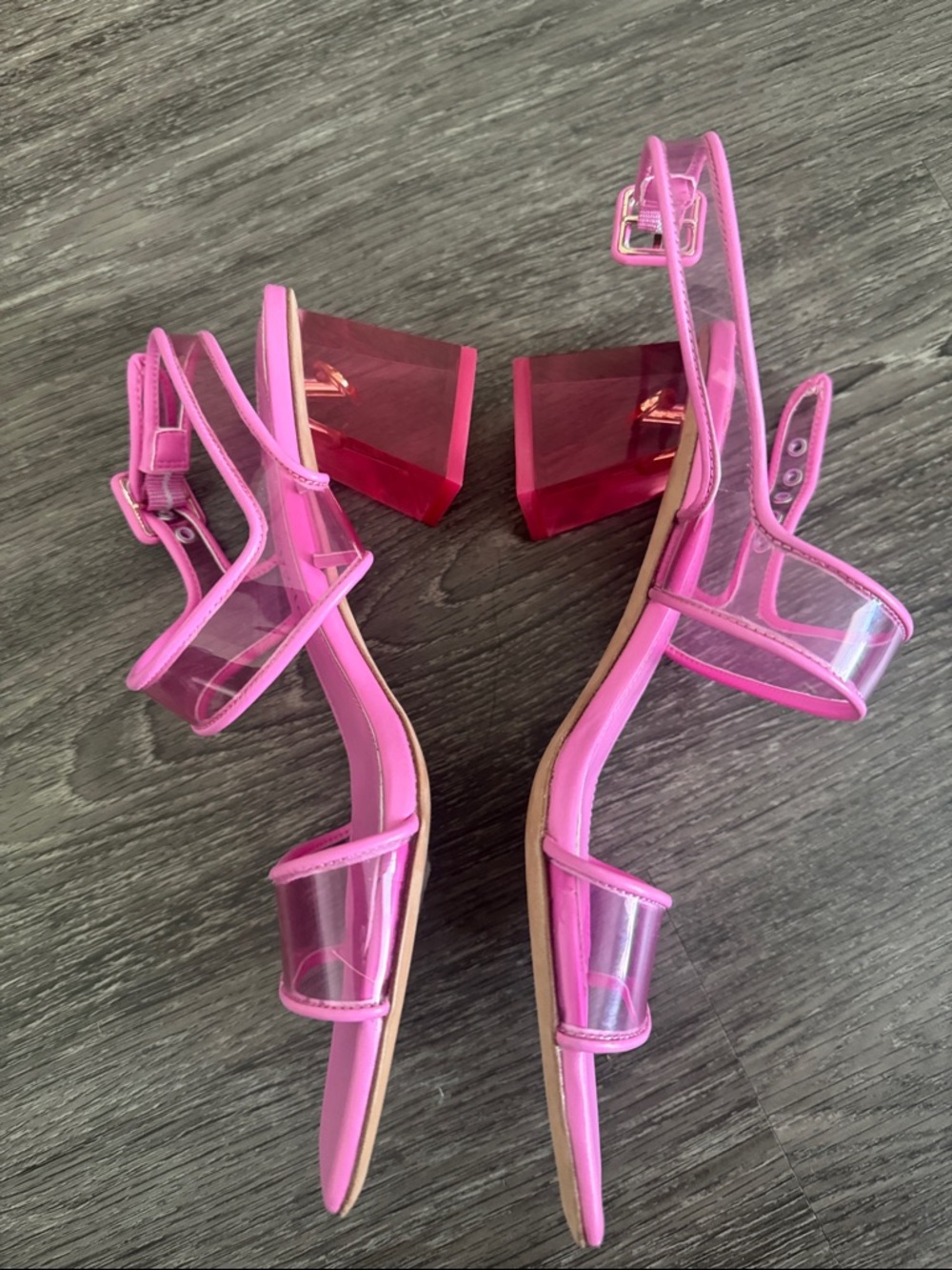 NWOB KATE SPADE New York Milani pink Transparent Block Heel Sandals size 8.5B - Picture 7 of 10
